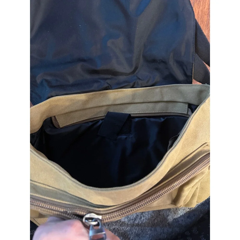 Khaki Tan Canvas Messenger Bag Laptop Satchel Shoulder Crossbody Travel Bag